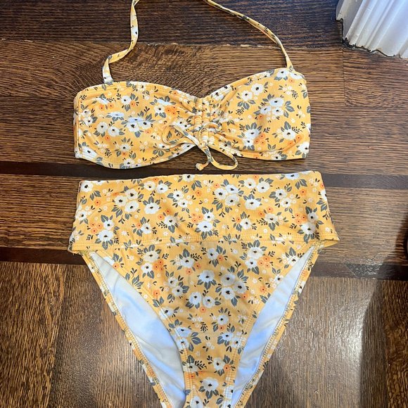 Pac Sun Salero Swim Yellow Floral Bikini size medium - Picture 1 of 6